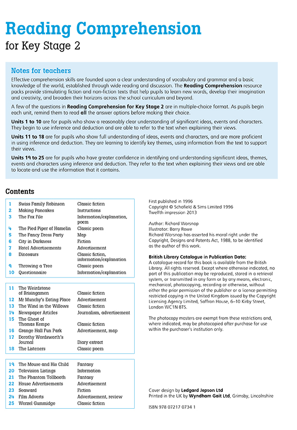 Reading Prehension For Key Stage 2 Classroom Resources